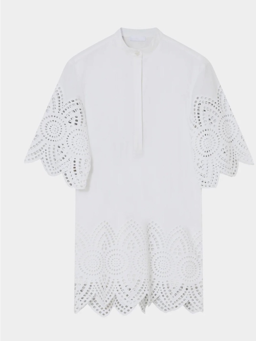 DAY White Eyelet Tunic shirt mini dress with Scalloped Hem short sleeve NWT - Picture 4 of 6